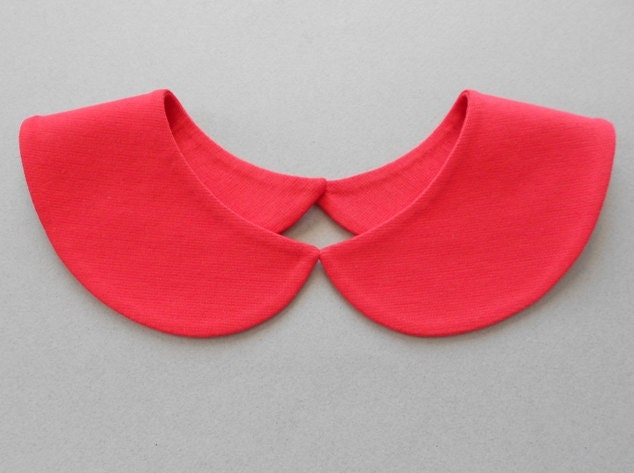 Fresh Coral Red with Orange Shade Plain Simple Detachable Handmade Peter Pan Collar Necklace Must Have Summer Style Col Claudine Amovible