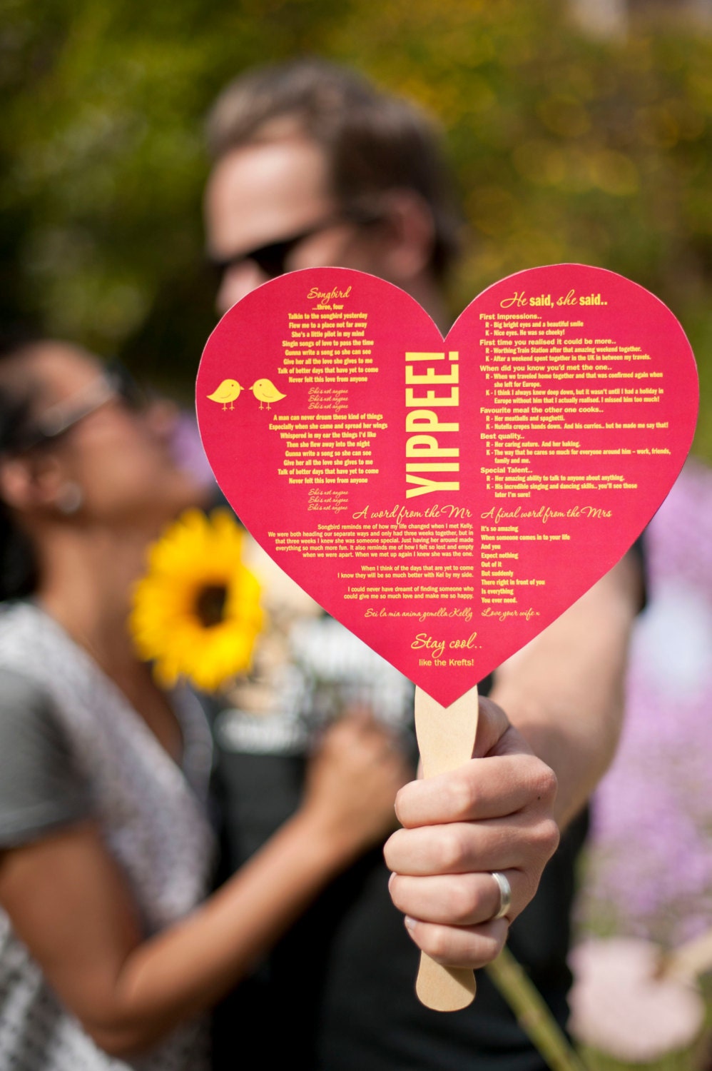 Wedding Program Fan Heart
