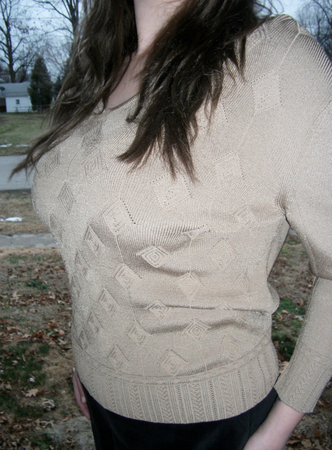 SAlE 20% Off Vintage Jones Of New York Sweater Large Petite fits busts to 40" Now Only 4 USD