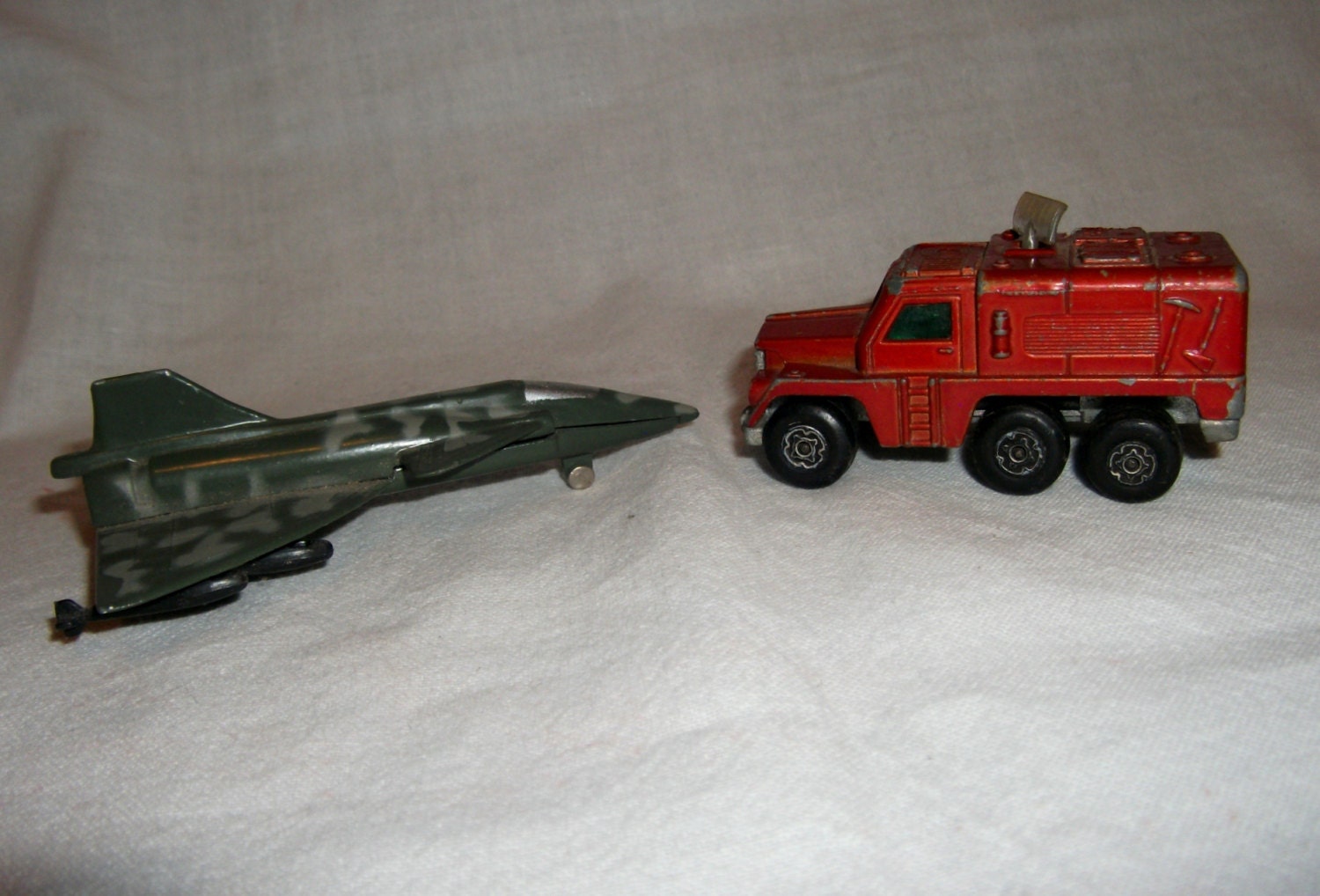 Vintage Die Cast Metal AJ-37 Viggen and 1973 Lesney Rolamatic Badger Armored Car Both 8 USD
