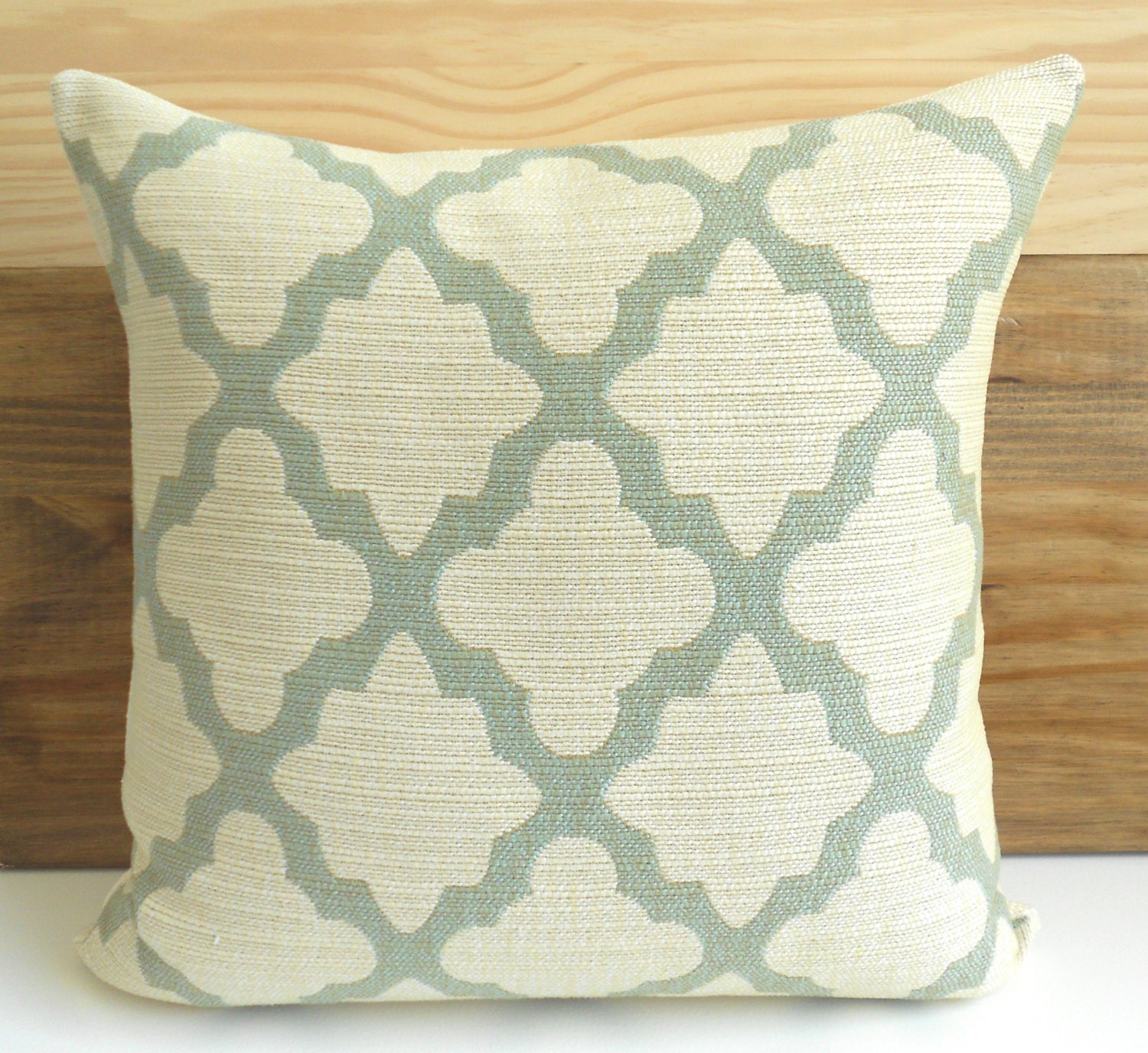 Decorative pillow, double sided modern aqua quaterfoil pillow