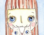 Cat Love ACEO Original Watercolours