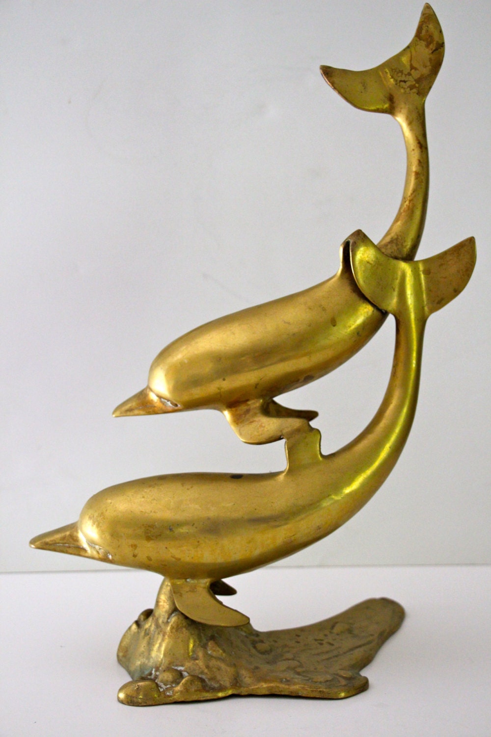 Vintage Large Brass Dolphin Sculpture