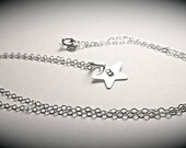 Star Necklace - Personalized - Initial - Hand stamped - Jewelry - Sterling Silver - Teen - For the star in her- Gift -