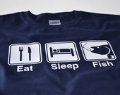 Mens tshirt eat sleep fish funny t shirt fishing outdoors camping bass clothing gift husband father boyfriend son uncle shortsleeve humor