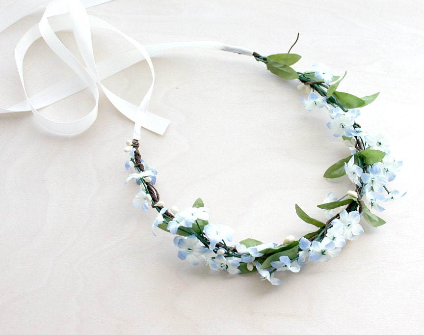 Blue Blossoms Floral Crown. Wedding flower crown, Bridal Crown. Woodland. Rustic. Spring, Flower Girl, Flower Crown, Something Blue