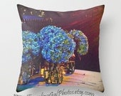 NEW Pillow Cover blue hydrangeas mason jars white tablecloths summer barbecue glass jars sunshine yellow home decor gift pillow case 20"x20