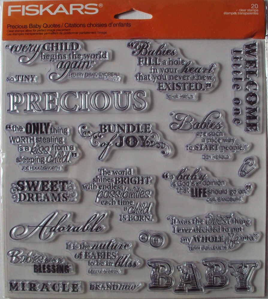 Precious Baby Quotes 20 pieces CLEAR/ACRYLIC STAMP set by Fiskars