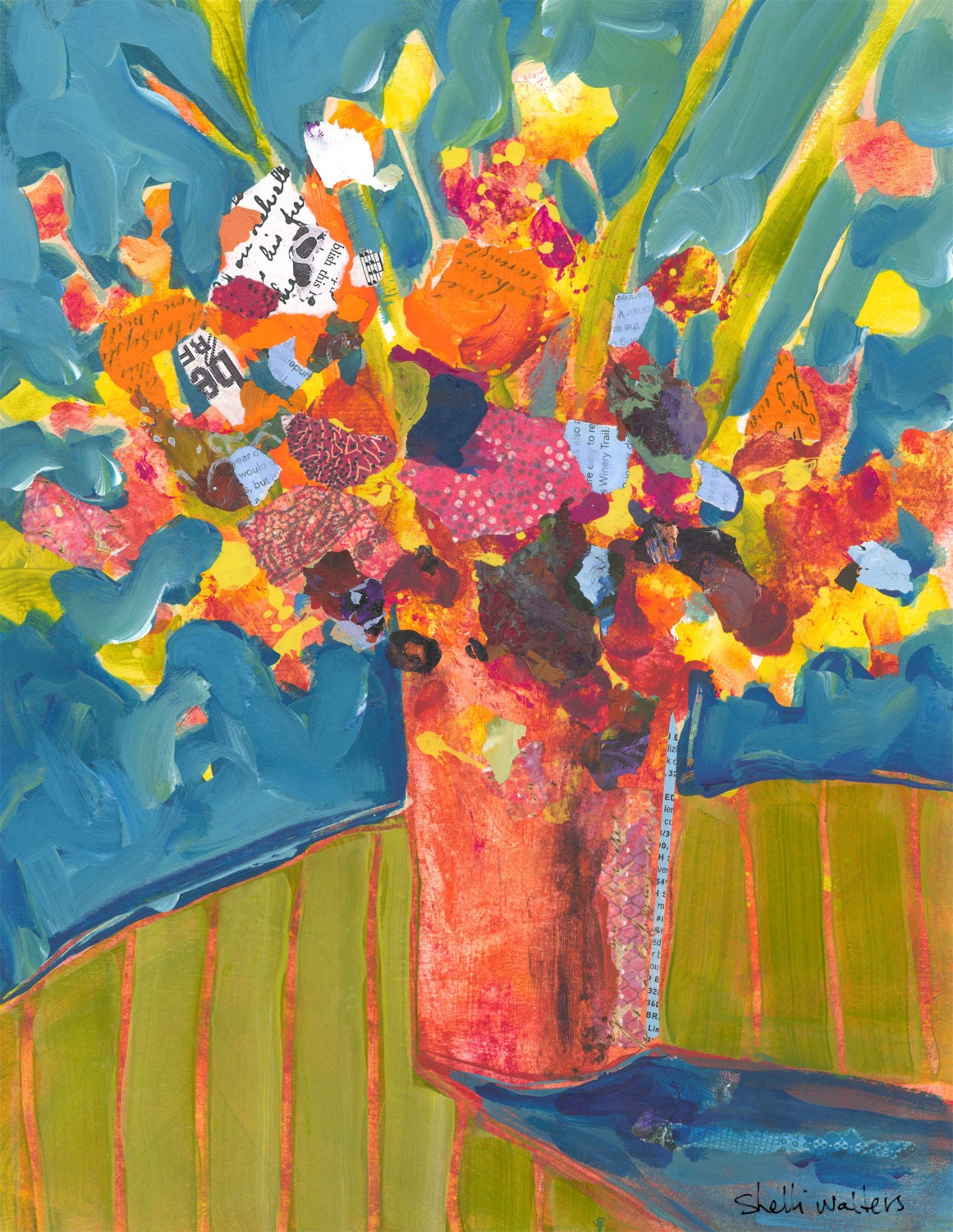 Flower Bouquet Vase Original Painting