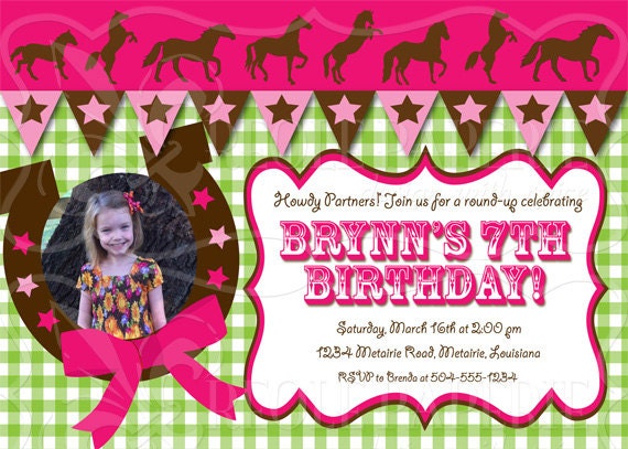 Horse Cowgirl Birthday Invitation