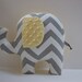 Yellow Gray Chevron Elephant nursery pillow toy ELLE plush for modern baby