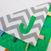 Personalized Green Gray Chevron taggie blanket - Baby tag Lovey Security Sensory Ribbon Stroller Travel Minky