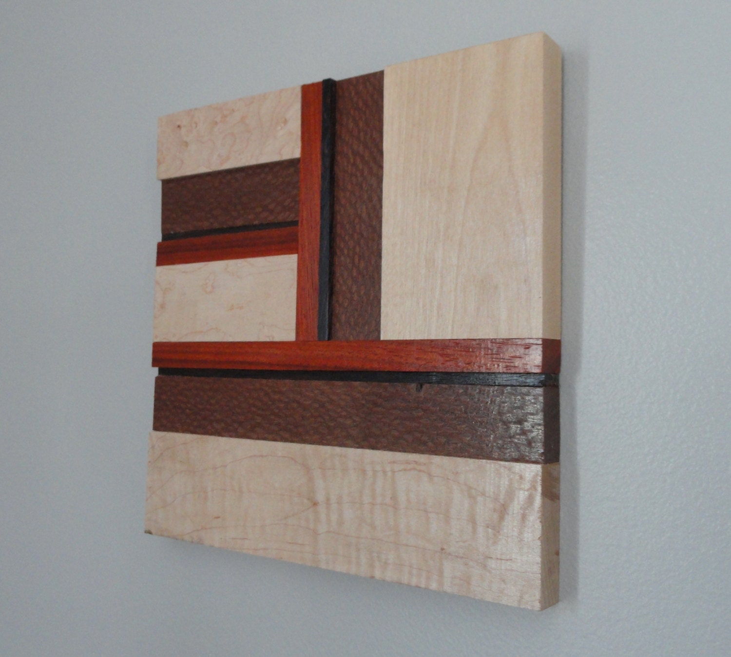 Modern Wood Wall Art, Reclaimed, Urban Wall Hanging Made from Hardwood, Made From Local and Rescued Hardwood