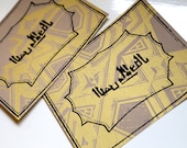 Good Fortune & Prosperity // Arabic Calligraphy with Gold Geometric Background // Hand Printed Blank Occasion Card // Art Card