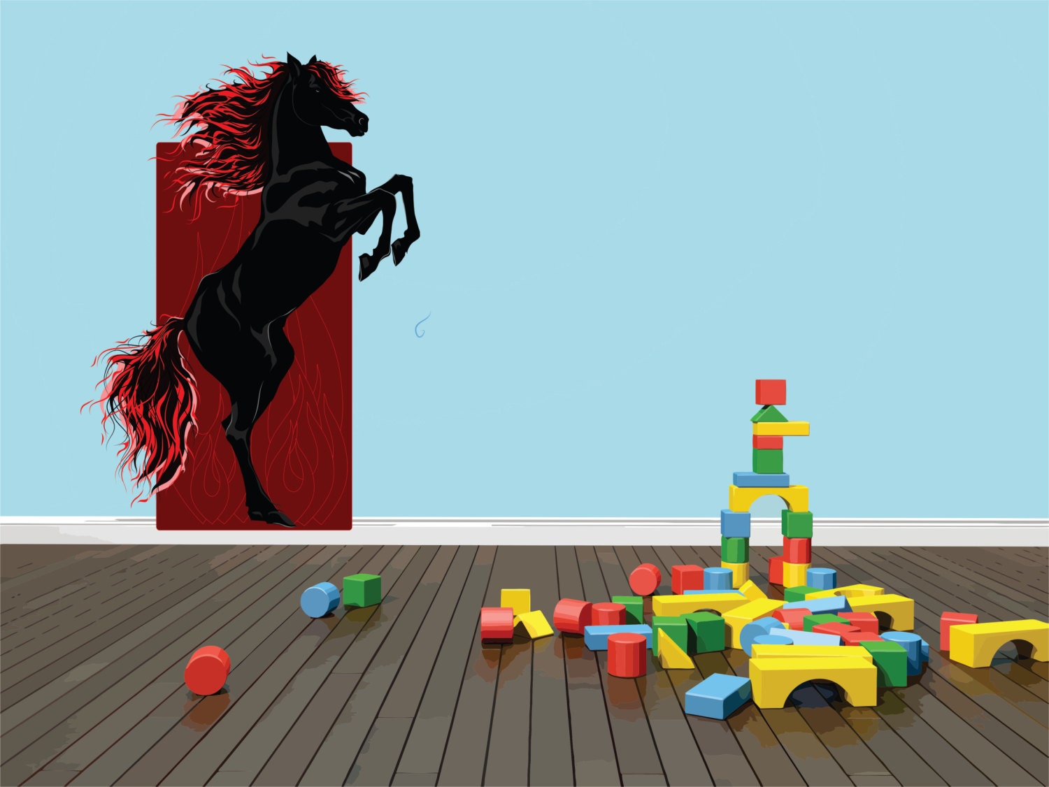 BEAUTIFUL Horse Standing Colorful Girls Kids Children Baby Bedroom Vinyl Wall Decal Home Decor Graphic Peel & Stick Sticker 15x10 larg518