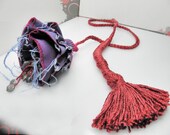 flower fiber red violet magenta rope necklace contemporary tribal jewelry art