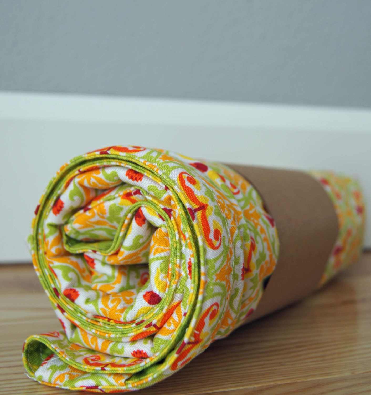 Reversible Nursing Cover - Green, Red & Orange Floral OOAK