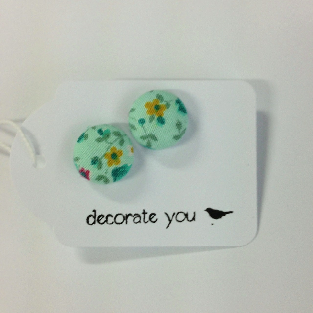 Green Floral Fabric Earrings