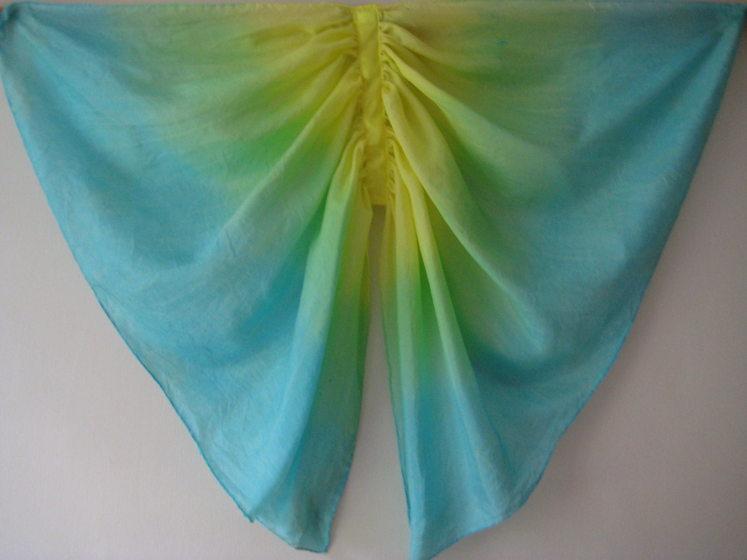 Silk Butterfly Wings, Blue, Green and Yellow Small Fairy Wings Costume