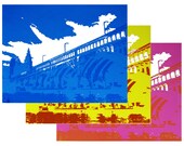 Detroit-Superior Bridge (CMYK Variations, 2-Layers) - Screen Print (on white Bristol) 11'' x 14''