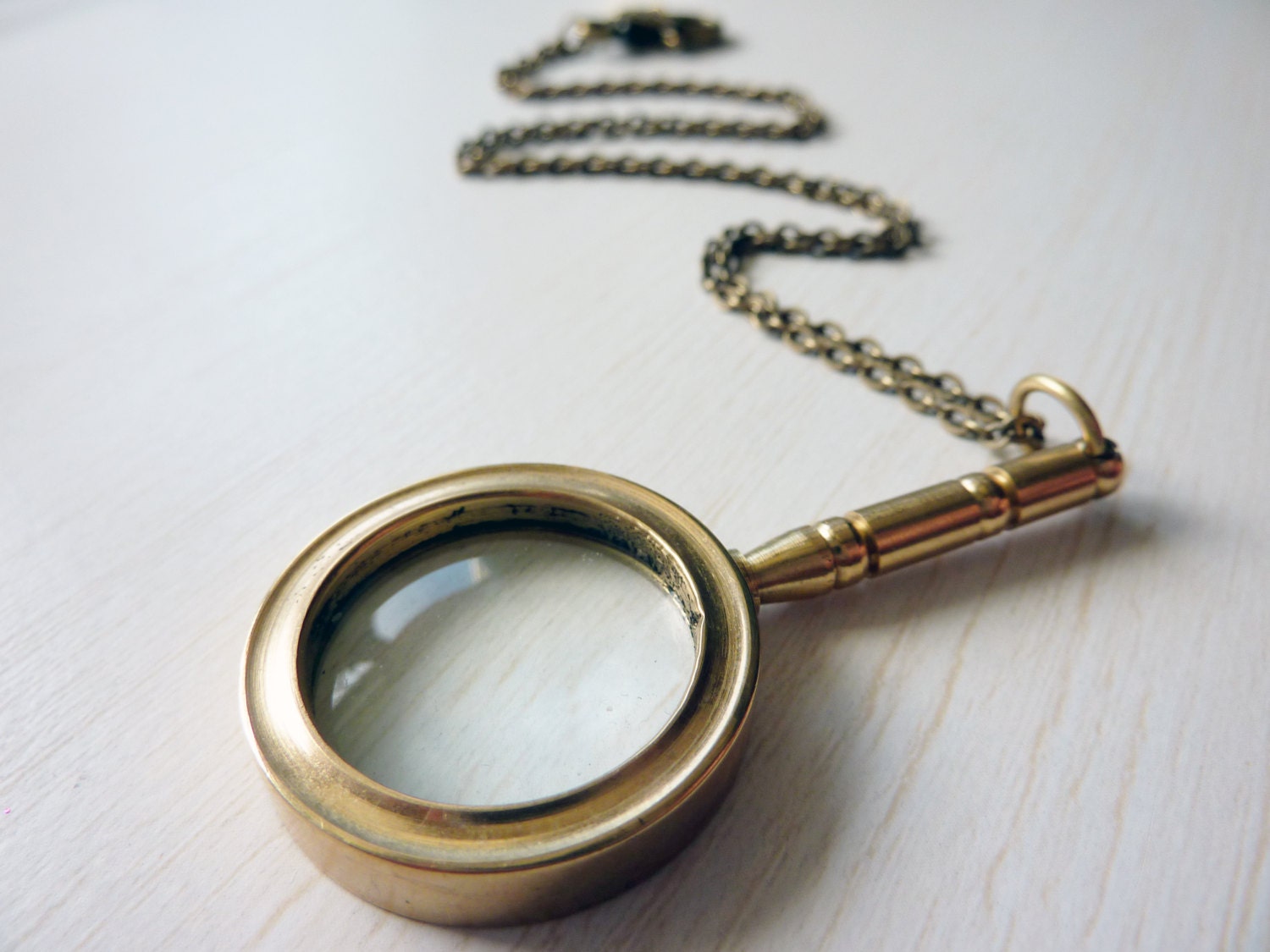 Girl Sleuth Necklace - Tiny Magnifying Glass Detective Necklace