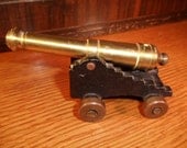 MF Co Cast Iron and Brass Miniature Cannon Paperweight