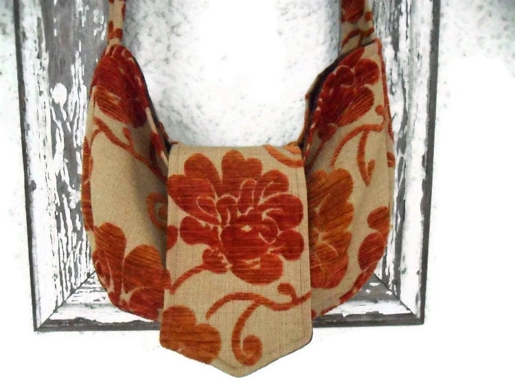 Bohemian Gypsy Bag Purse Burnt Orange Cut Chenille