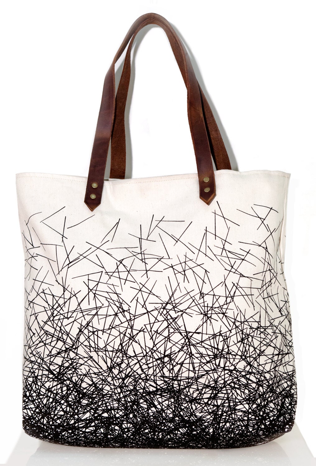 Organic Nest Tote Bag - Natural with Brown