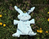 PERSONALIZED - Plush Bunny Rabbit Blue Softie "Flat Little Bunny Rabbit" with Embroidered Baby Name
