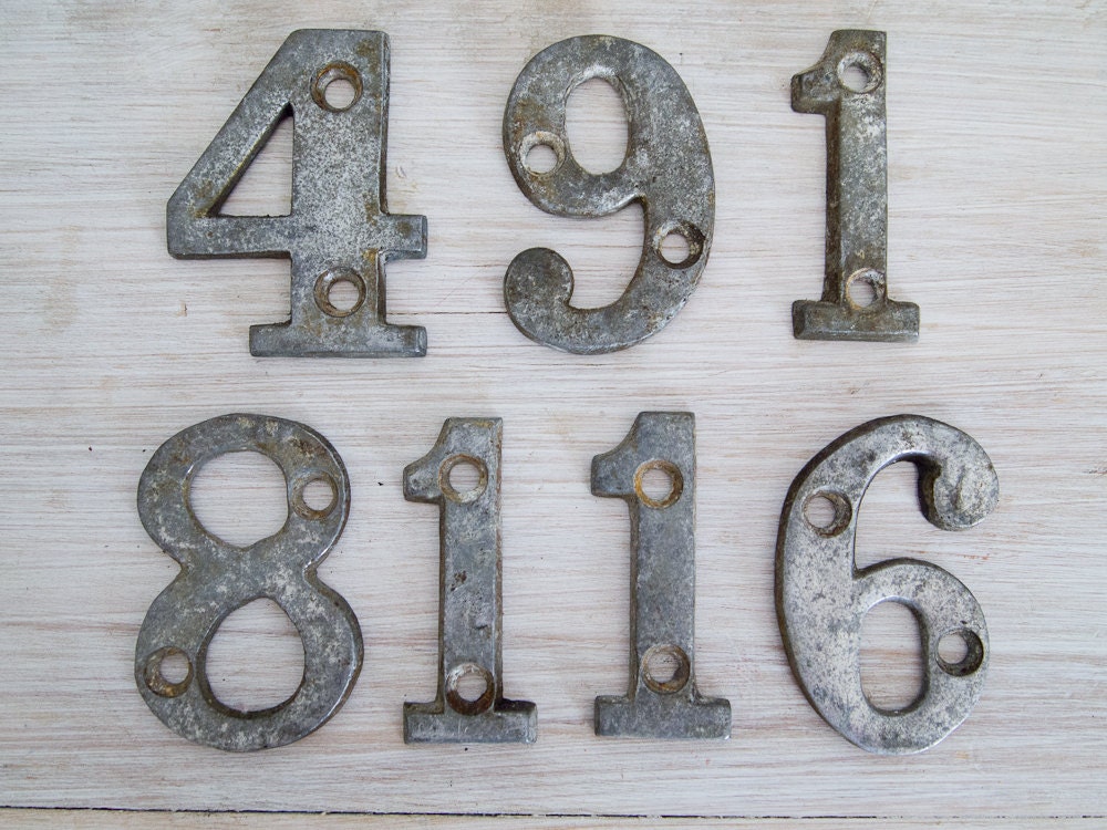 vintage metal numbers