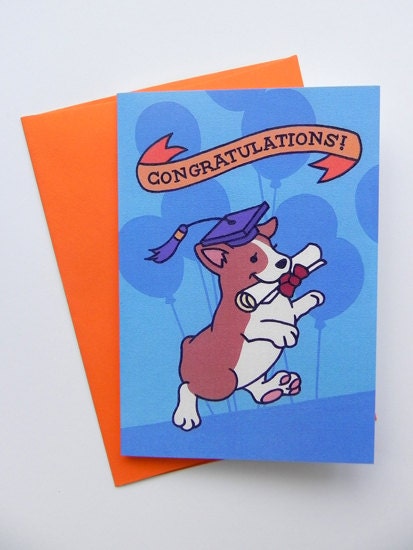 Corgi Graduation Congratulations Grad Greeting Card
