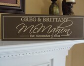 Personalized Family Name Sign Established Family Sign 8x24 Engraved Family Sign Bridal shower Gift Wedding Gift Last Name sign