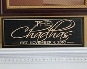 Personalized Family name signs last name signs Bridal shower decor Engraved signs Custom Personalized wedding gift Established family signs