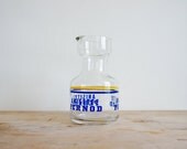 Vintage French Water Jug // Bistro Pitcher //  Anisette Pernod // Blue Yellow Stripe // glass barware // summer BBQ picnic