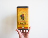 Vintage French Tin // Banania Promotional // Kitchen Food Storage // Bright Yellow // breakfast // french country home decor