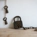Vintage French Lock & Keys // WWII French Padlock // Army Surplus // Military // French Rustic Metallic Brown Rust Neutral dad father