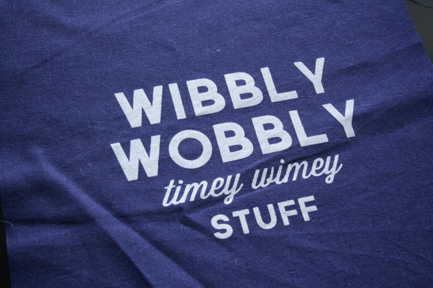Timey Wimey screen print panel - silver on Navy