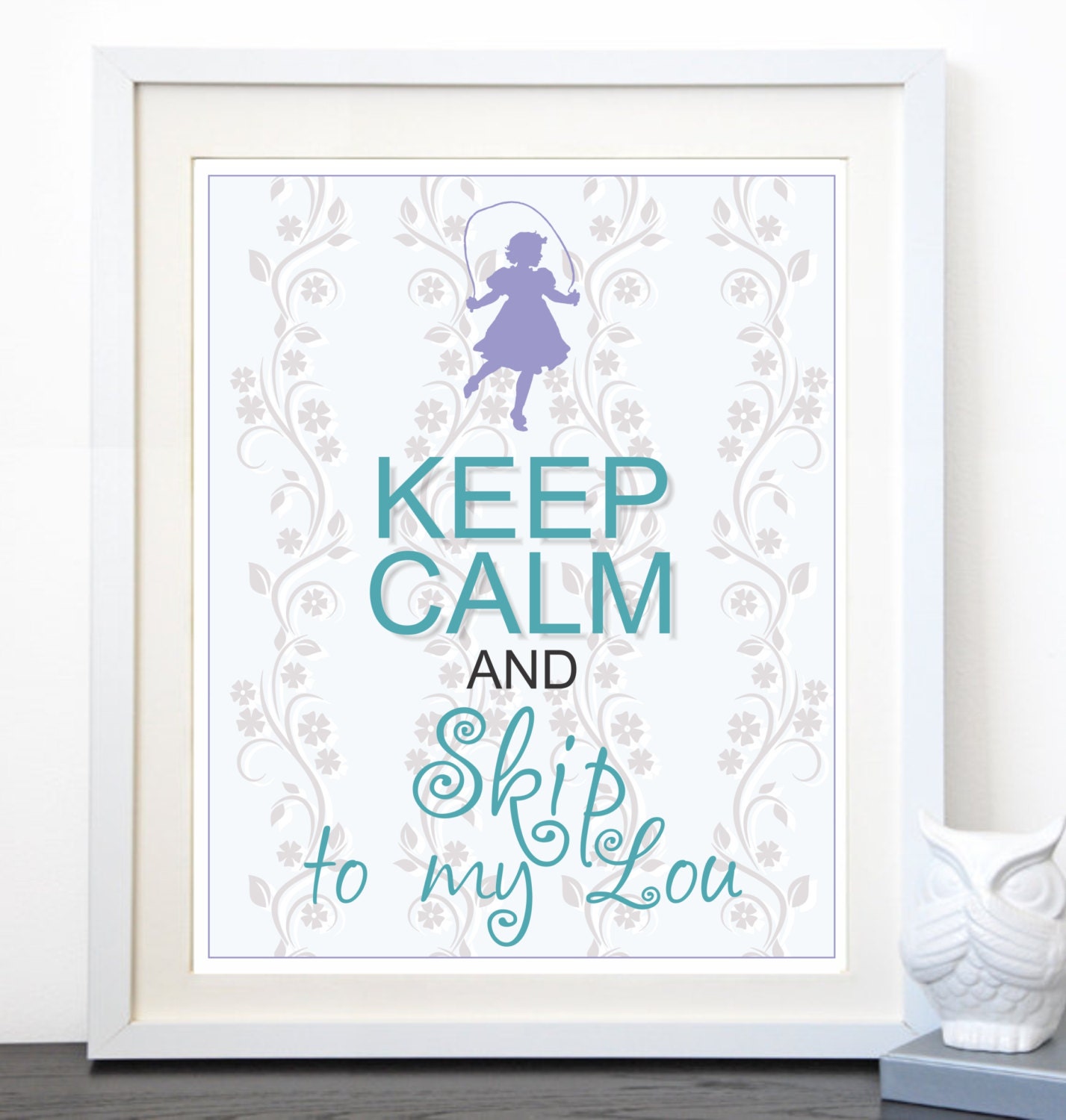 Keep Calm and Skip to My Lou Art Print / Digital Illustration Girl Skipping Rope