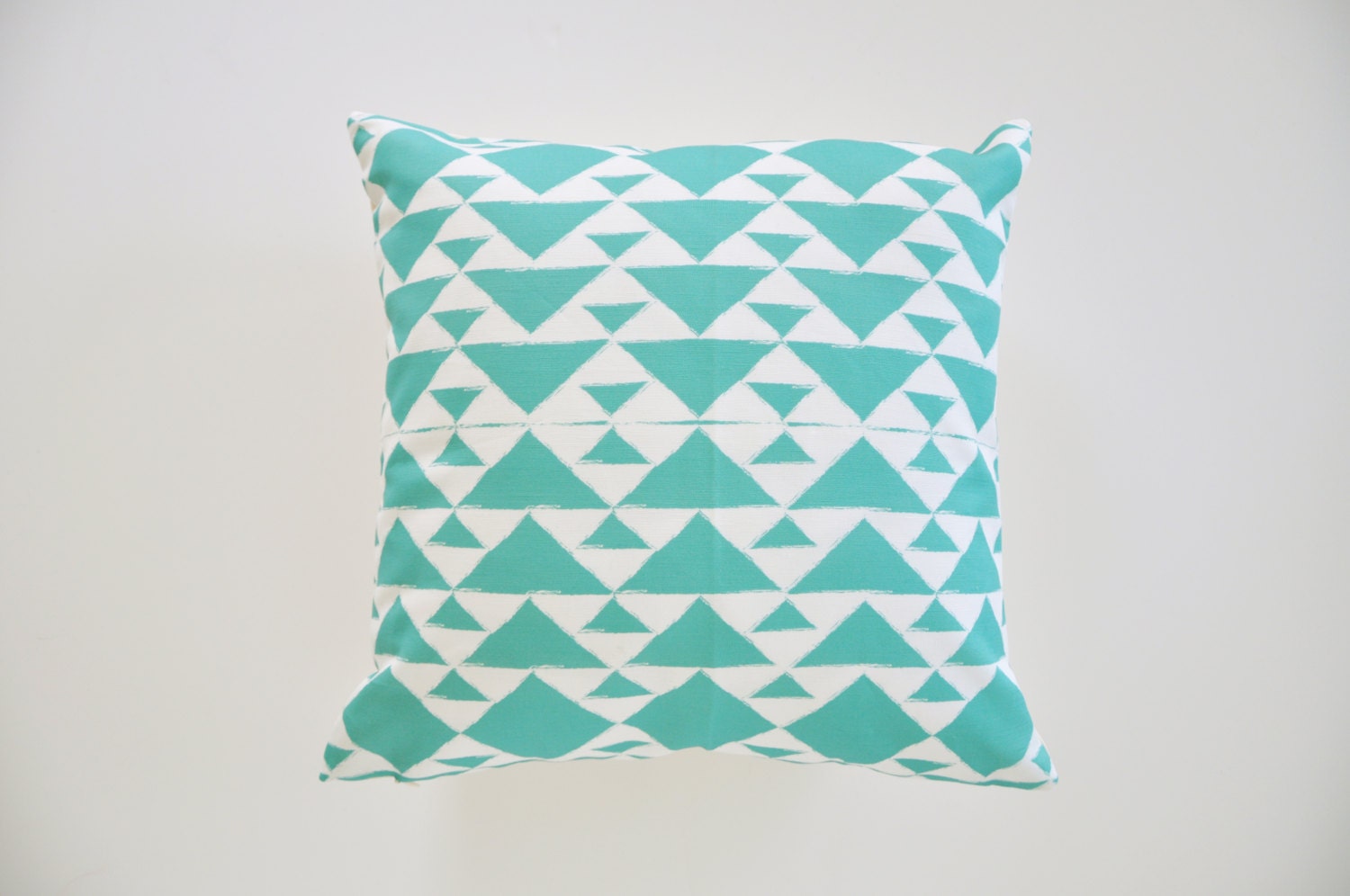 Geometric Throw Pillow - Aqua Triangles - 16x16
