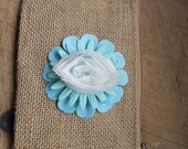 SMALL size Burlap Pouch with Flower embellishments