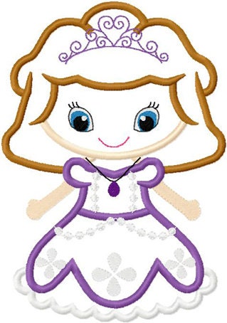Little Cutie sofia sophia purple princess embroidery applique design digital instant download