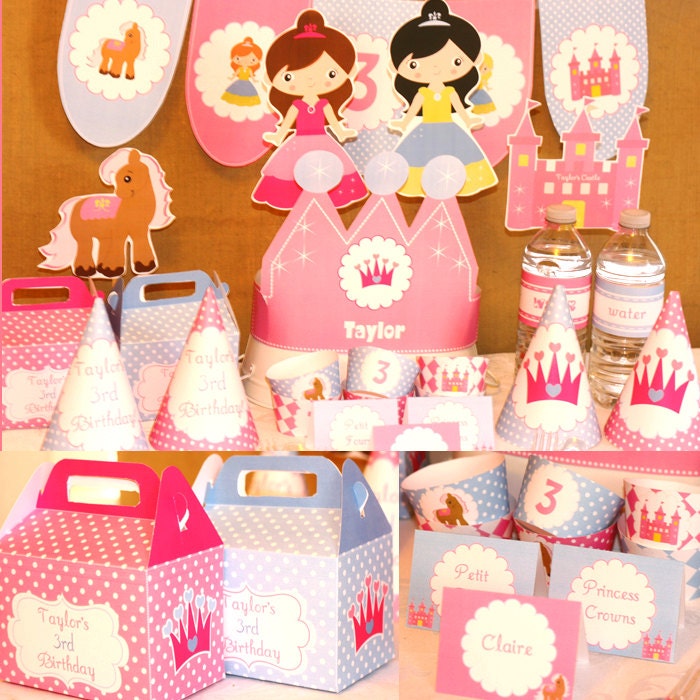 Instant Download Pretty Princess Birthday Printable Party Kit editable text