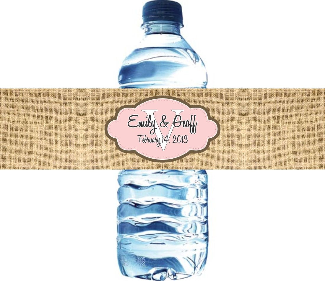 100 Burlap Waterproof Water Bottle Labels, Choose from different designs. Il_570xn