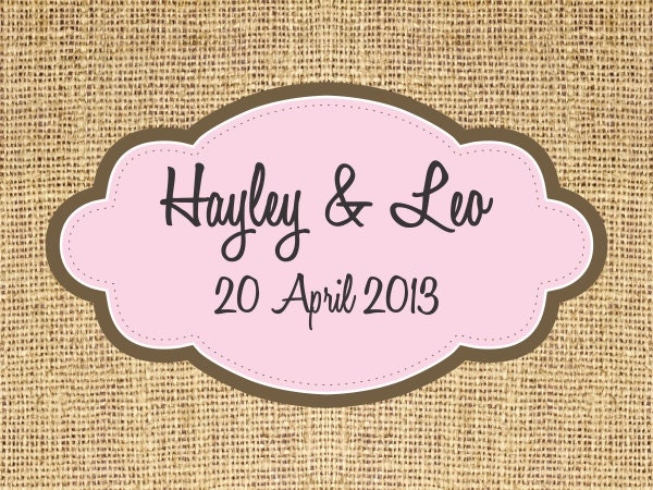 50 4" x 3" Burlap Welcome Bag/Box Labels - Wedding Stickers Printed with Your Colors Il_570xn