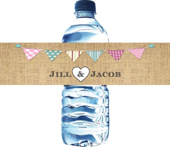 100 Waterproof Water Bottle Labels - Printed labels with your wedding colors Il_570xn