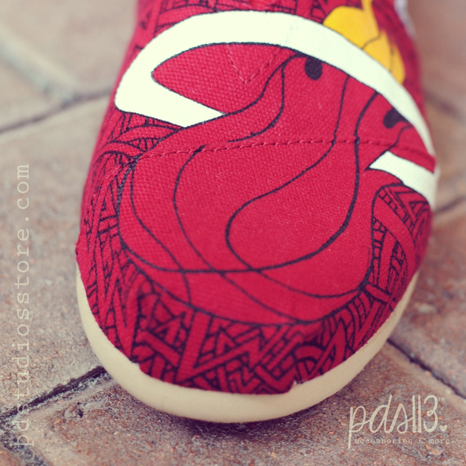 Custom Hand painted Toms, Miami Heat Basketball Toms, Red Heat Miami Toms