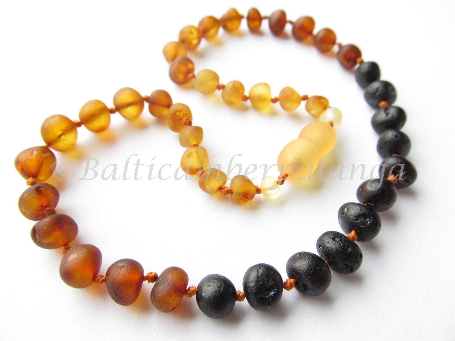Raw Unpolished Baltic Amber Baby Teething Necklace Rounded Rainbow Color Beads
