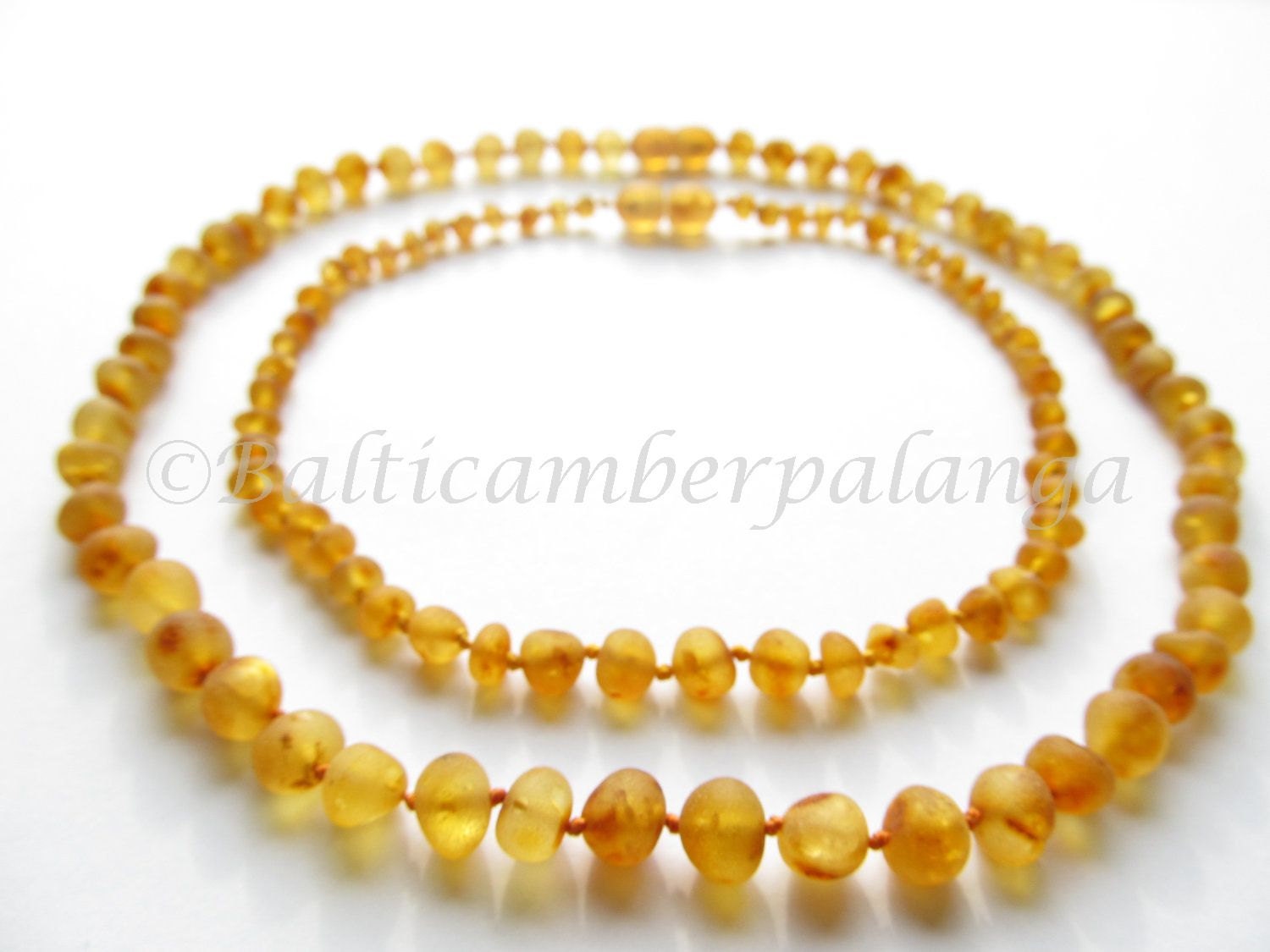 Raw Unpolished Baltic Amber Baby Teething Set for Baby and Mommy. Light Cognac Color Beads