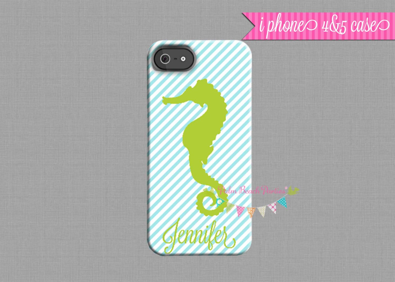Monogrammed iPhone Case - Seahorse