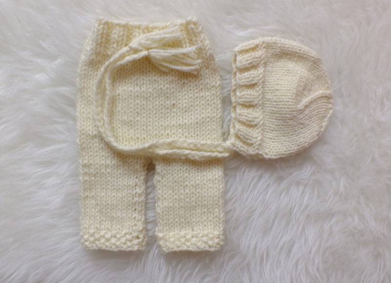 Newborn Set, Newborn Hat, Newborn Pants, Photo Prop, Cream